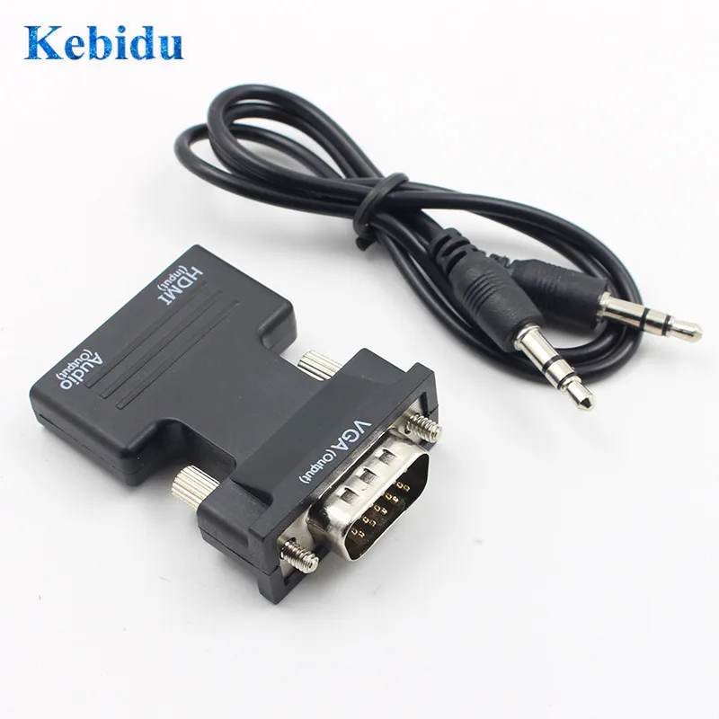 Адаптер KEBIDU HDMI совместимый с VGA/3 5 мм преобразователь аудиоразъема Мама папа
