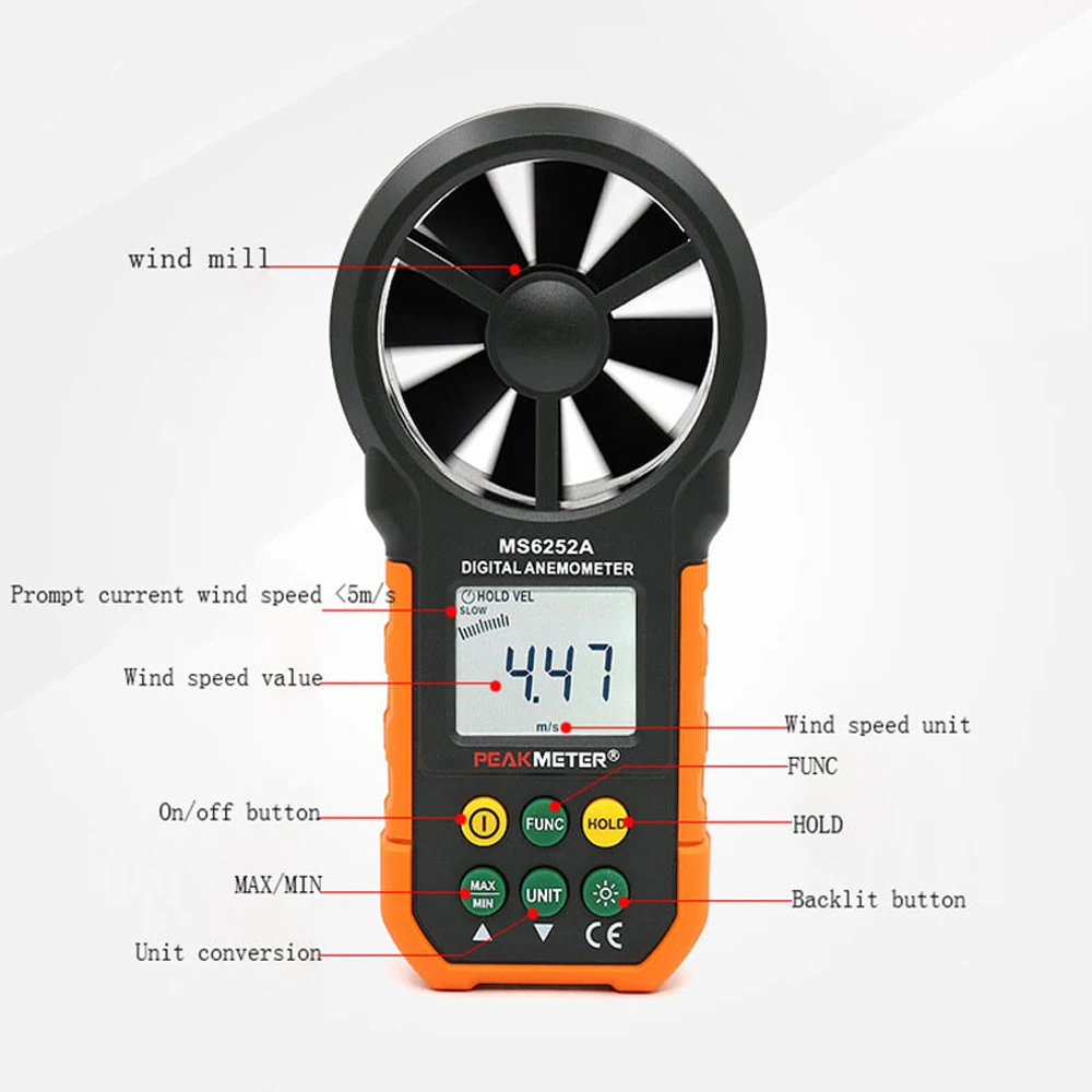 Ручной цифровой анемометр измеритель скорости ветра Тестер расхода воздуха