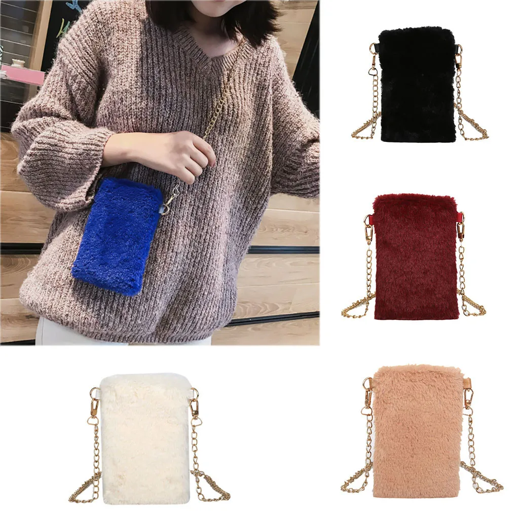 Женская сумка через плечо индивидуальная натуральная плюшевая мешок на цепочке