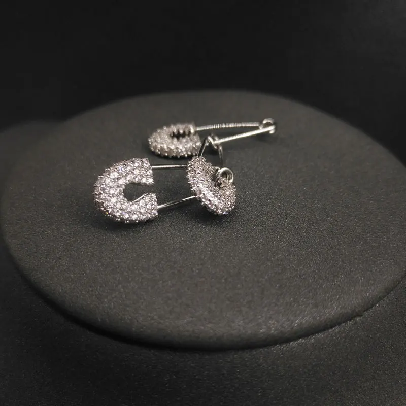 

popzone s925 sterling silver stud earrings new white gold single three-pin earrings female high-end bohemian style jewelry gift