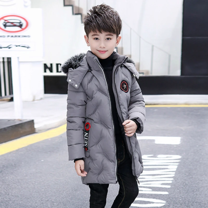 Зимняя Детская куртка и пальто для мальчиков модная верхняя одежда с капюшоном