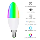 Умная Светодиодная лампа в форме свечи, RGB, Wi-Fi, E27, E14, B22, совместима с Alexa, Google Home