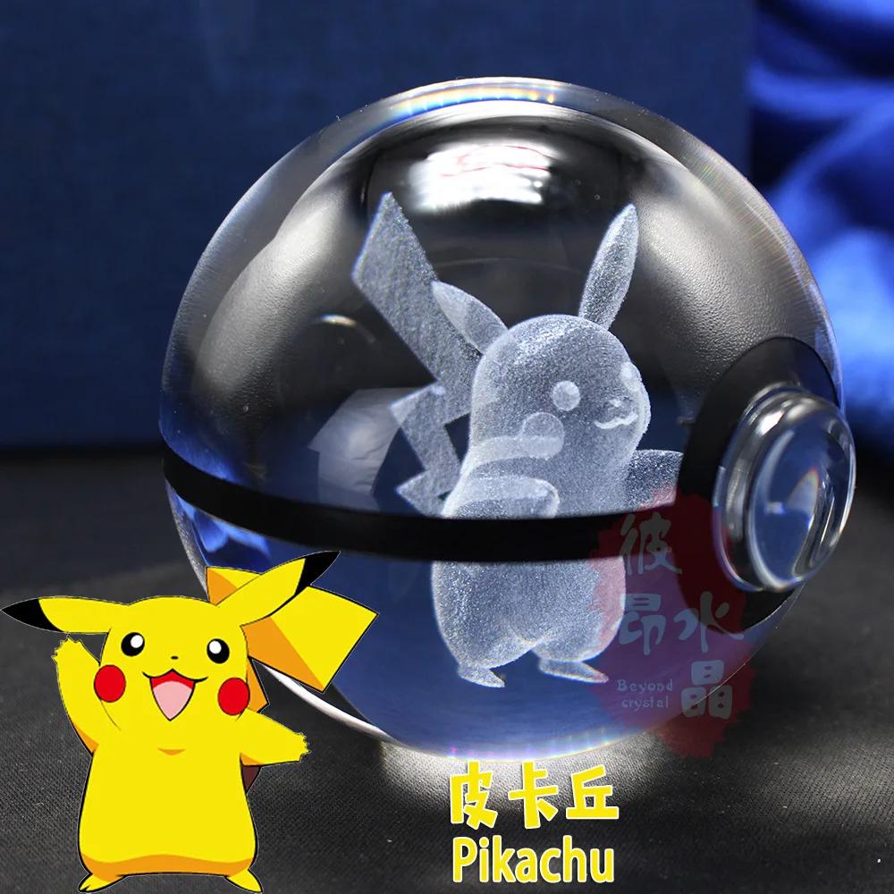 3D лазерный Pokemon Go хрустальный шар фигурки с Пикачу детские развивающие подарки украшение дома мяч эльфа