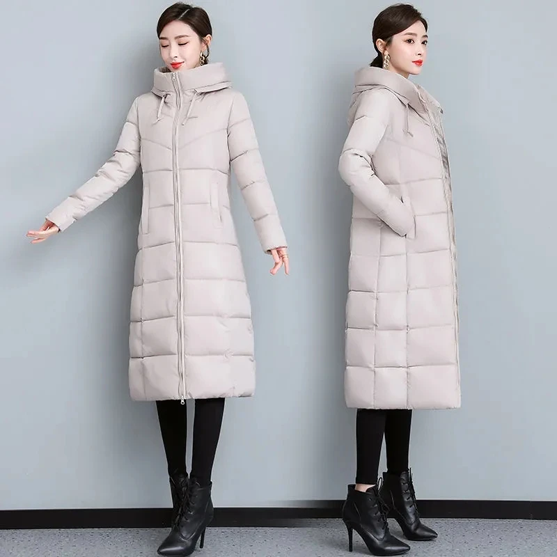 Women Cotton-padded Jacket 202 Korean Long Over Knee  Padded Warm Coat Winter Padded Jacket Female New Fashion Slim Coat A420