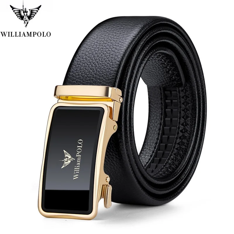 WILLIAMPOLO 2021 full-grain leather Brand Belt Top Quality Genuine Luxury Leather Belts Men Strap Male Metal Automatic Buckle