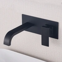 matt black brass bathroom basin faucet bathroom washbasin waterfall cold and hot water mixer tap wall mounted chromegun gray
