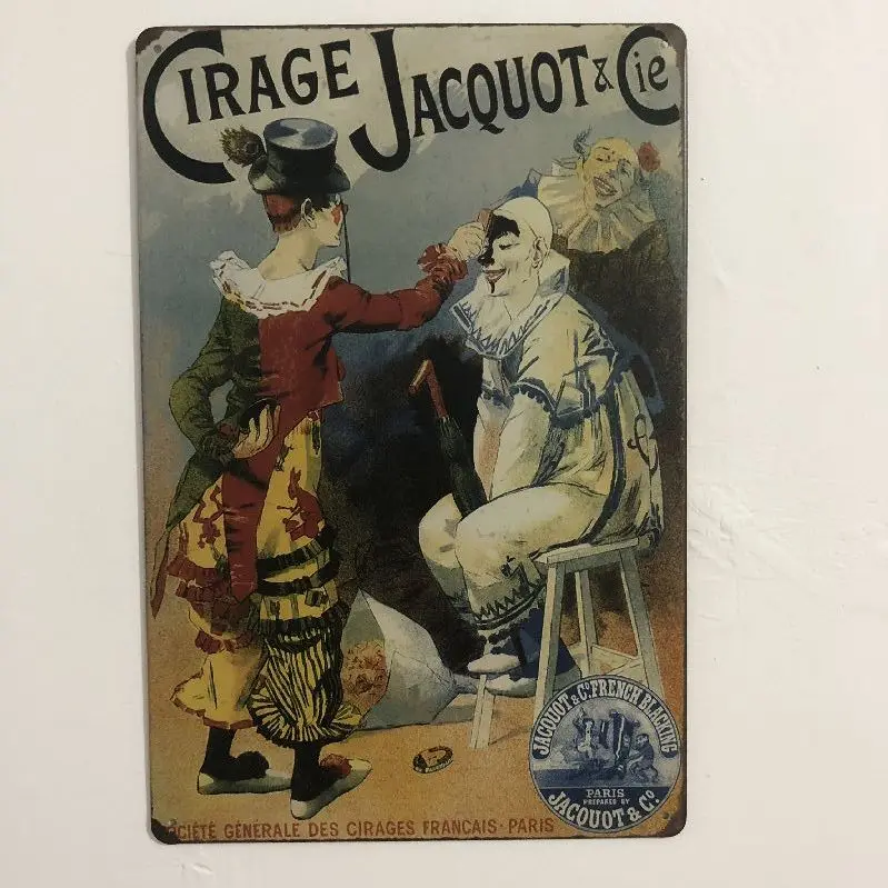 [Luckyaboy] Vintage Home Decor Dog Paris Attention Drink Car Metal Tin Signs Wall Art Painting Poster Bar Cafe Garage Decor