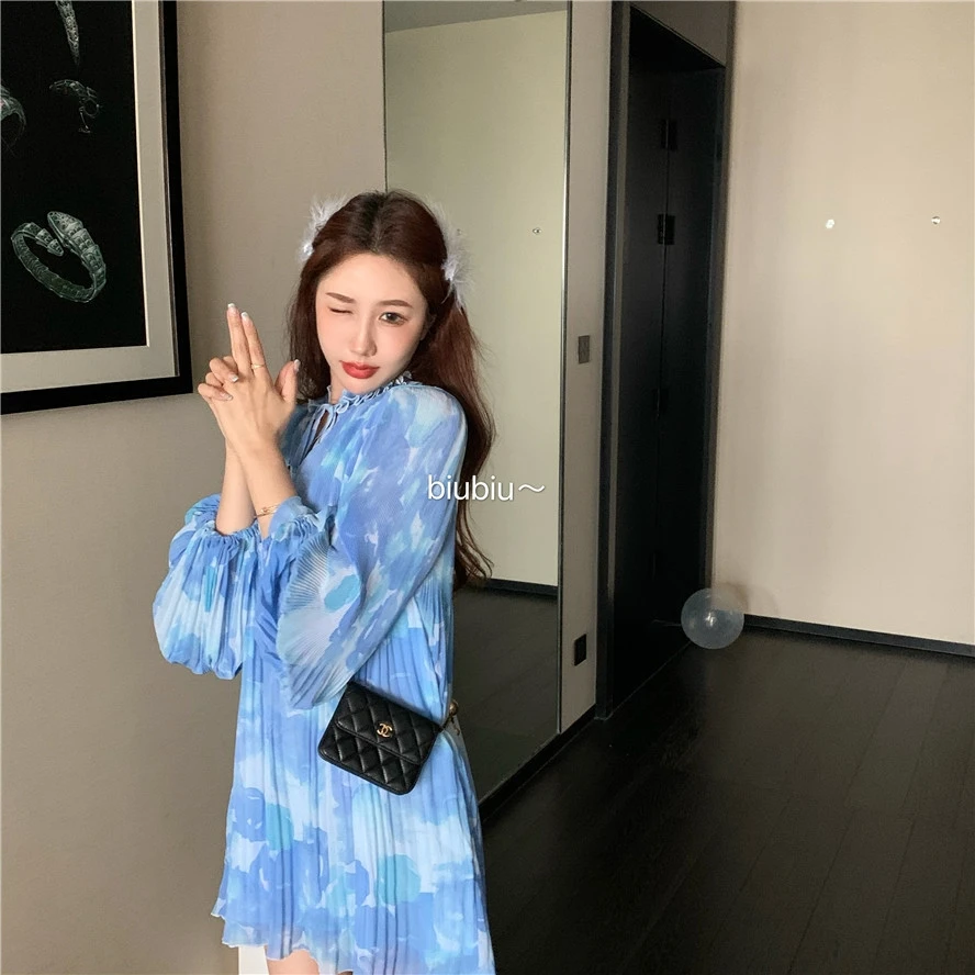 Новинка весна лето 2021 темпераментное мягкое Плиссированное шифоновое платье во