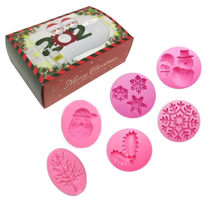 

6pcs/set Christmas Tree Snowman Silicone Cake Mold Pudding Dessert Mousse Pastry