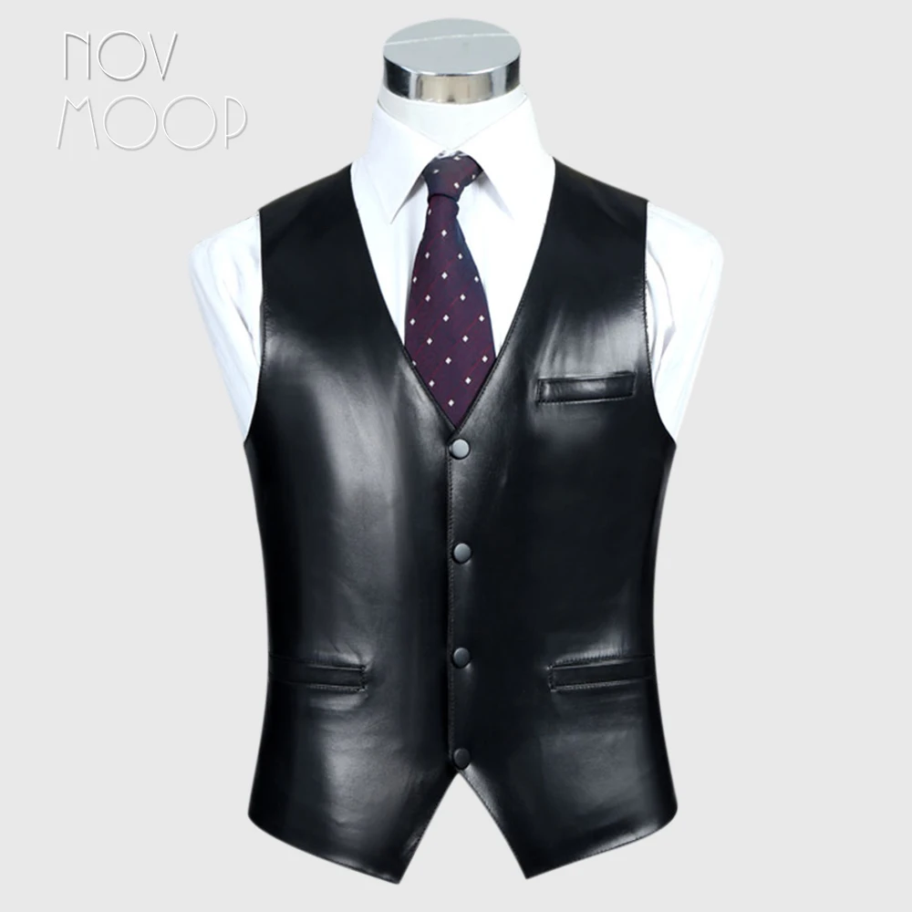 Жилет мужской из натуральной кожи 100% ягненка 4 цвета|chaleco hombre|genuine leather vestmens waistcoats |