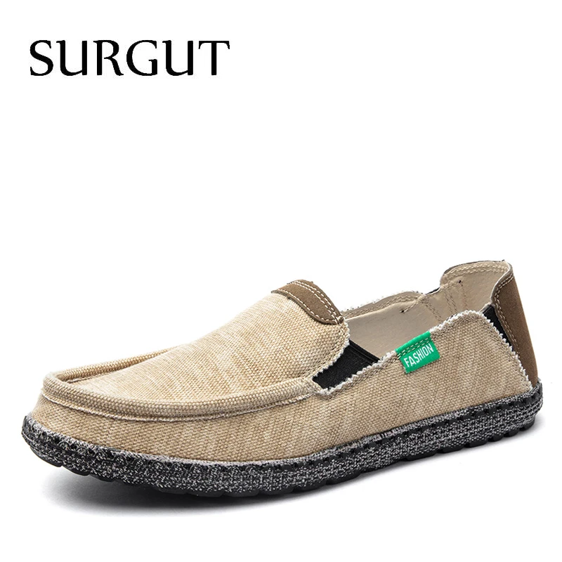 

SURGUT Brand New Fashion All Season Men Driving Shoes Breathable Men Casual Flats Canvas Loafers Espadrilles Shoes Size 39~47