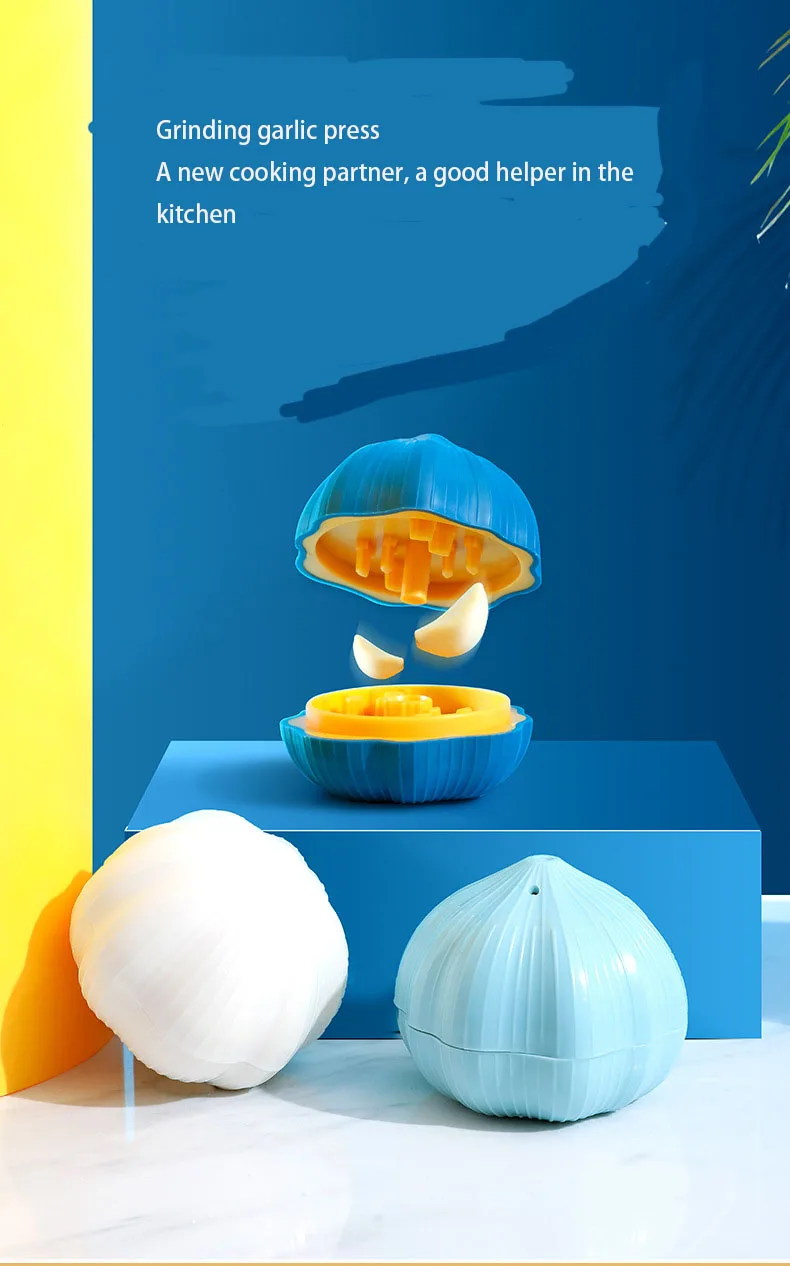 

Creative Cartoon Garlic Artifact Mini Handheld Rotary Garlic Press Kitchen Ginger Garlic Juice Chopper Twisting Garlic Box