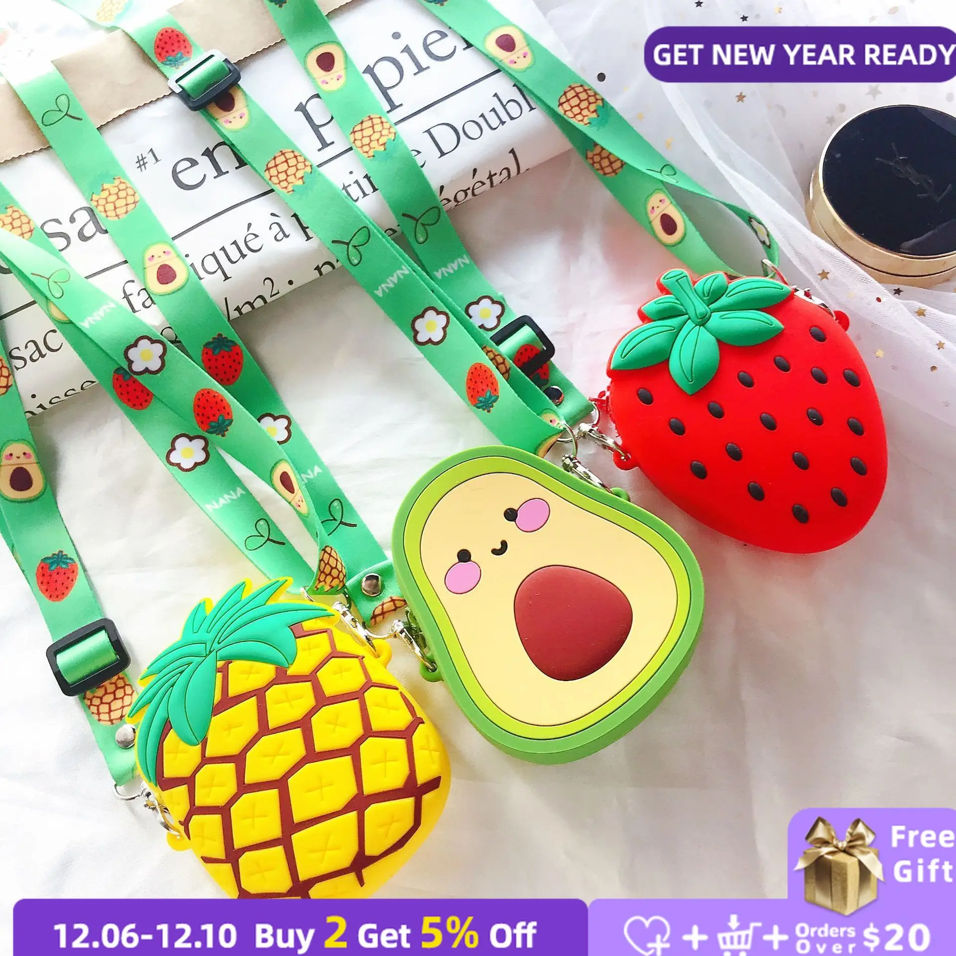 

Cute Fruit Children Small Shoulder Bags Fashion Girls Mini Strawberry Crossbody Bags Lovely Kids Jelly Coin Purse Wallet Handbag