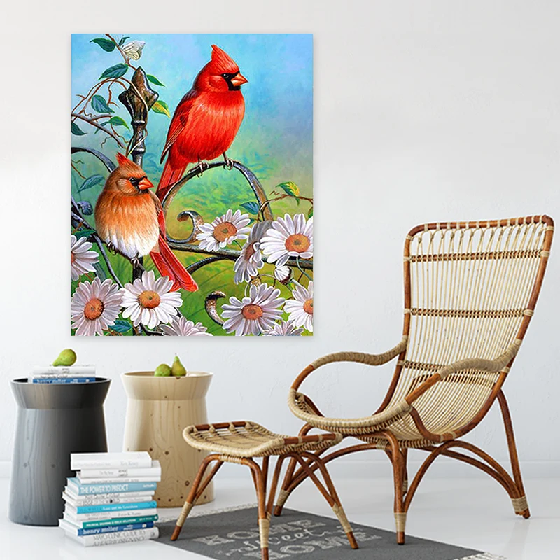 Пара птиц и пейзажной живописи по номерам пейзаж ручной работы масляные краски