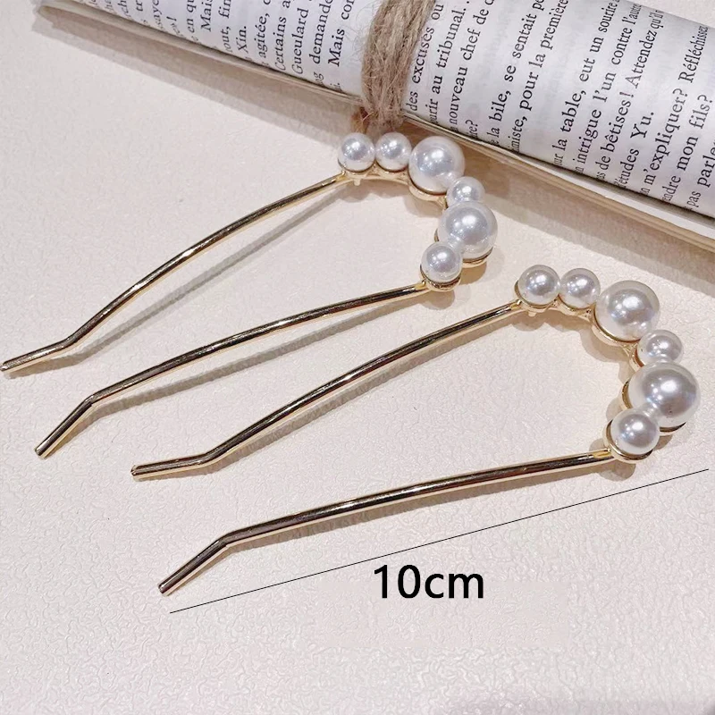 U-образные жемчужные заколки для волос в форме бабочки захваты простые вилки из