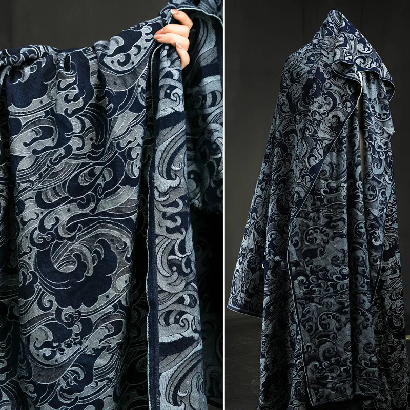 50 см * 160 см/шт. темно-синий цвет джинсовый жаккард творческое пальто одежда