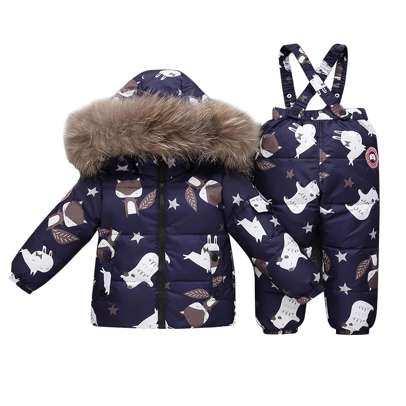Пуховый костюм для русской зимы девочек теплые зимние костюмы детей куртка на