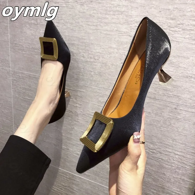 

Thick Heels Genuine Leather Sweet Wedding Women Shoes Brand High Heels Office Ladies Zapatos De Mujer Plataforma