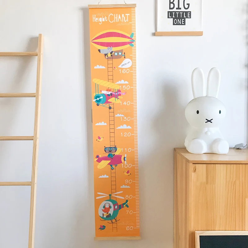 Regla de tabla de crecimiento para ni&ntilde;os con patr&oacute;n de dibujos animados, herramienta de medici&oacute;n de altura, decorativa para pared de beb&eacute;, reglas colgantes de lona de pino/aceite-0