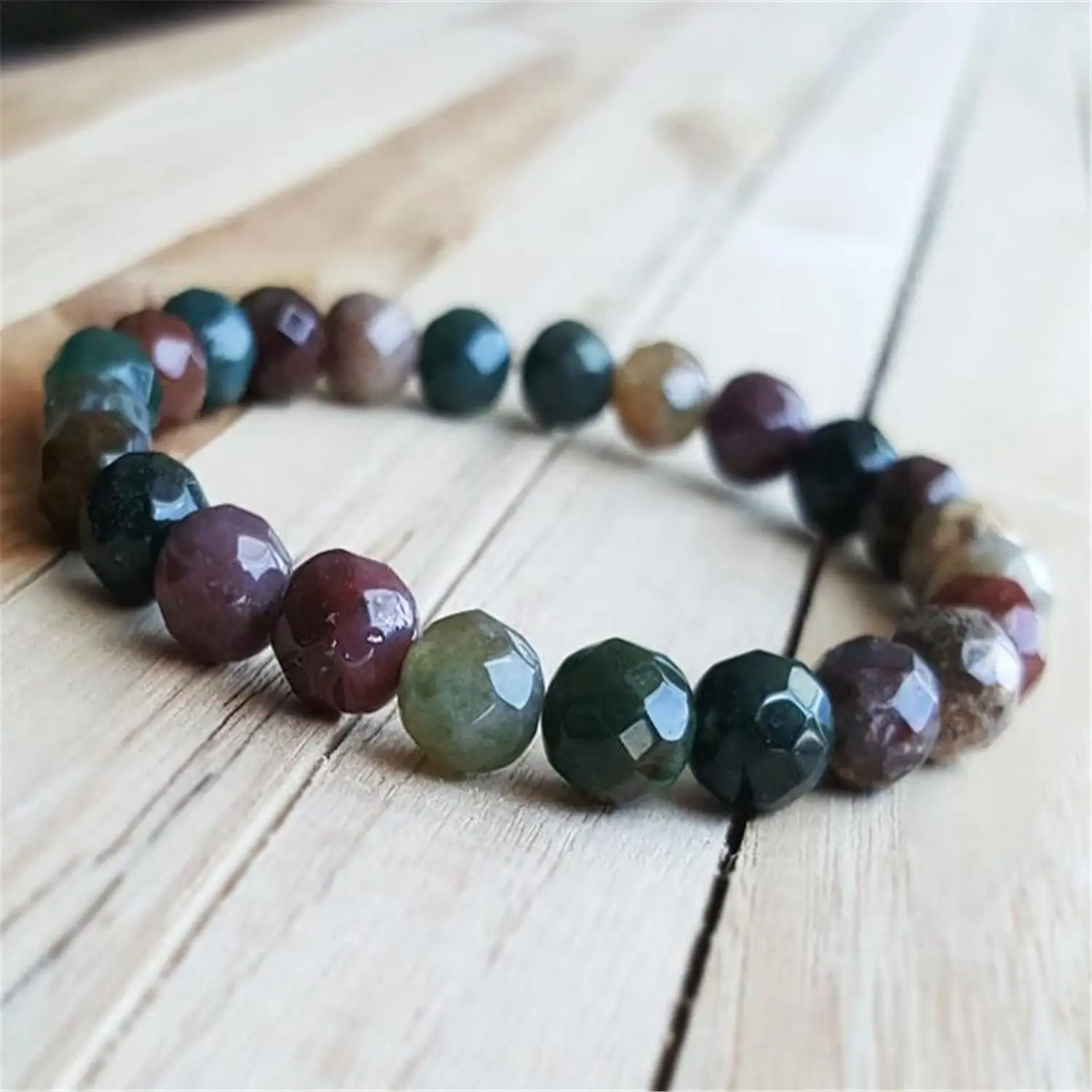 

8mm Faceted Agate Gemstone Handmade Mala Bracelet Meditation Japa Buddhism