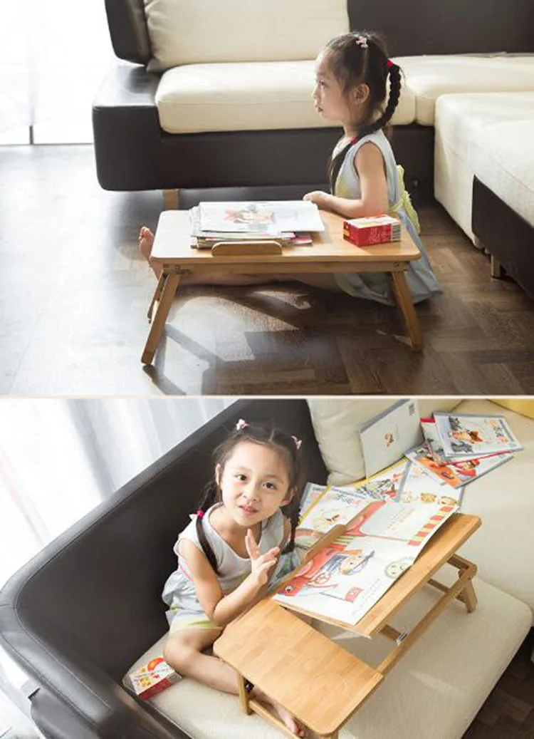 

Bamboo foldable laptop table small table folding lifting desk bed side small table study desk kids breakfast table