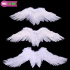 Детский и взрослый костюм с белыми перьями и крыльями ангела для женщин и девушек для сценического шоу, карнавальный костюм, праздвечерние чное платье, декор на Хэллоуин и Рождество