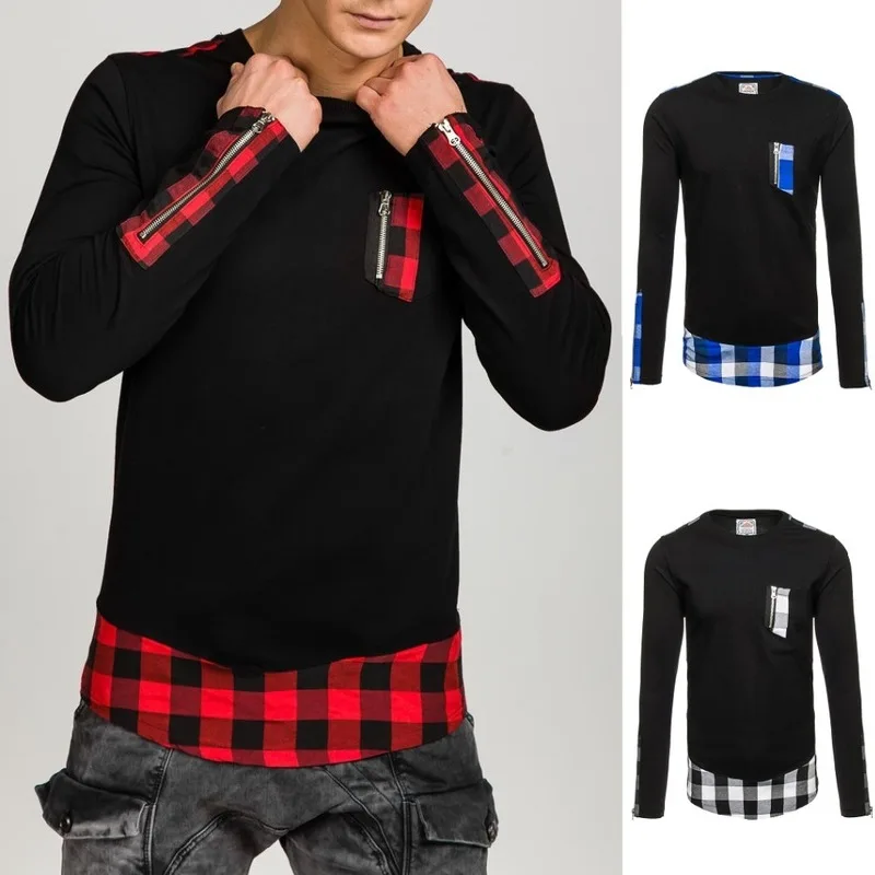 Мужская Повседневная рубашка-поло ZOGAA хлопковая в клетку с длинным рукавом и