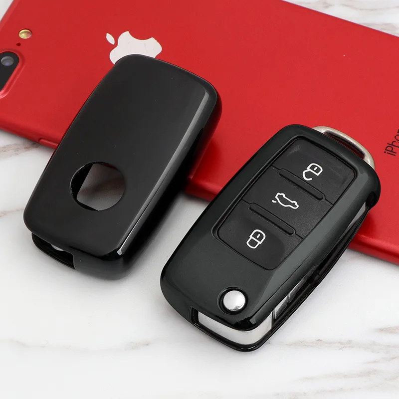 Мягкий чехол для ключа из TPU для Volkswagen-New Passat Tiguan Polo Shell-специальной оболочки для защиты автомобильного интерьера.