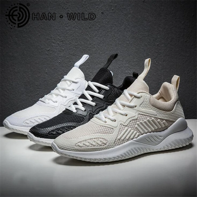 Мужские дышащие кроссовки однотонные на платформе с круглым носком модная