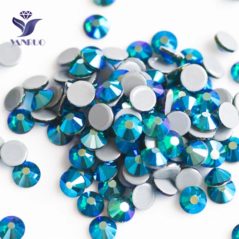 Emerald AB YANRUO 2058HF SS16 SS20 железо на стразы горячей фиксации Стразы супер качество цвет AB Камни Стекло теплопередача для одежды - Цвет: Emerald AB