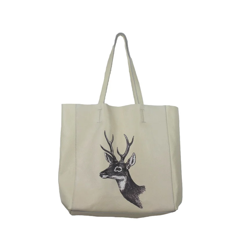 

New fawn women's bag printed top Leather Shoulder Bag Tote Bag