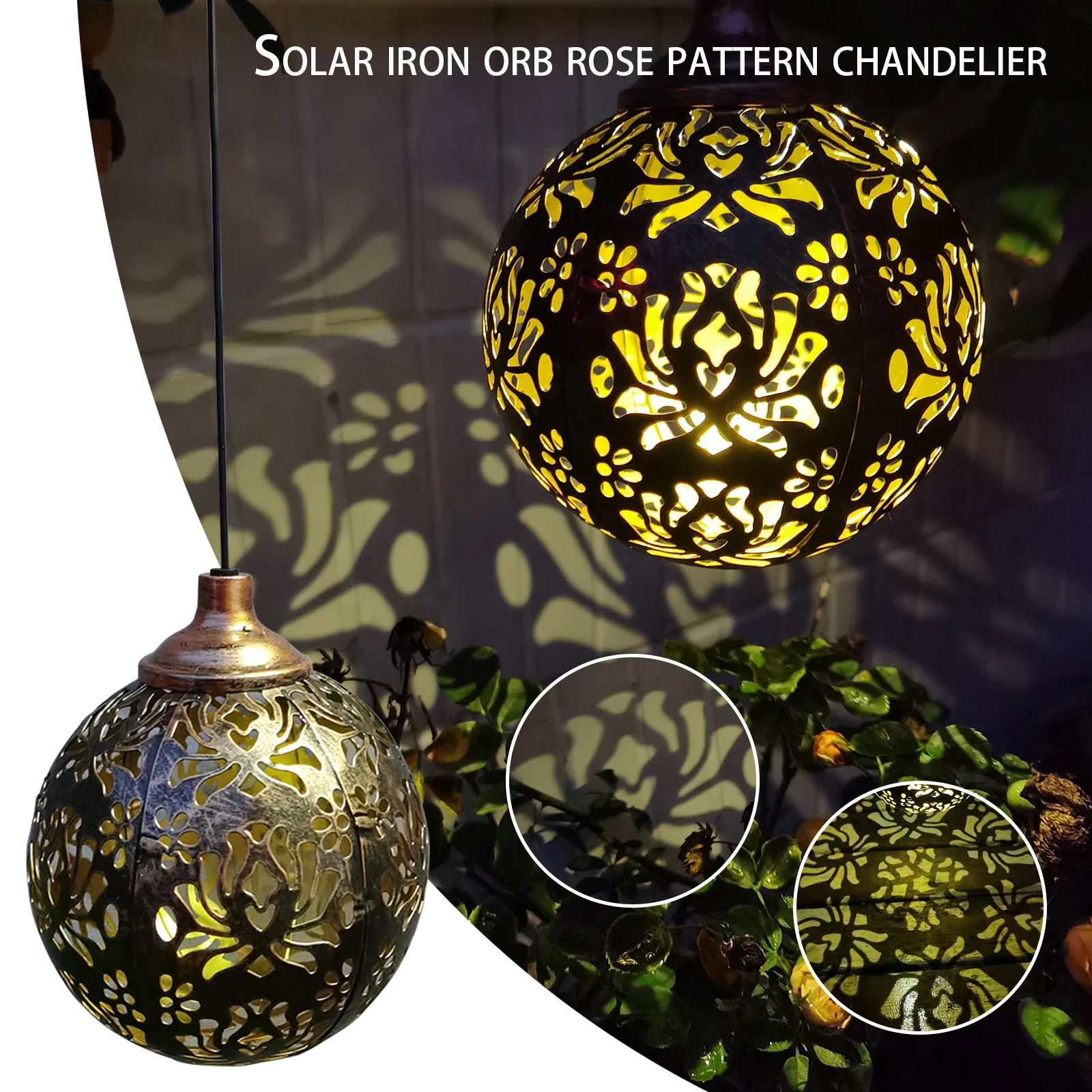 

Подвесные солнечные фонари, светодиодные садовые фонари, Металлическая лампа, водонепроницаемая, на солнечной батарее, Ретро винтажный фон...