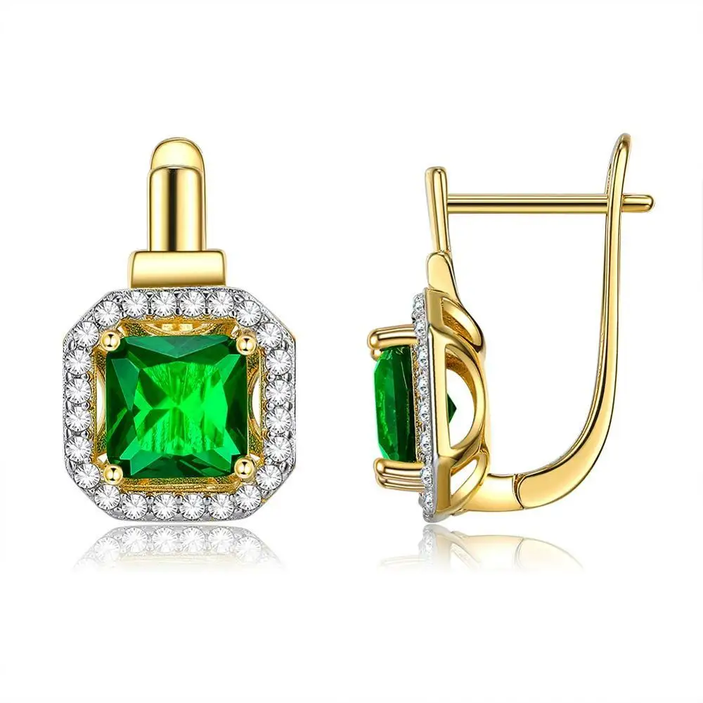 

ZEMIOR Gold Plated Earrings For Women Geometric Square 5A Cubic Zirconia Stud Earring Fashion Jewelry Elegant Female Party Gift