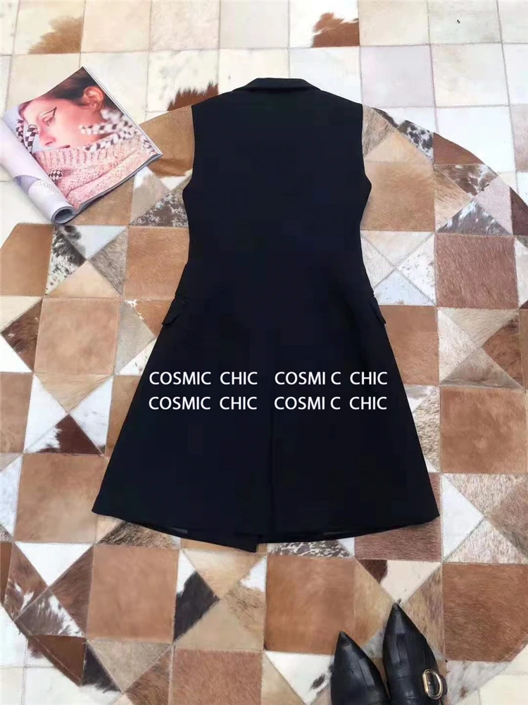 Comicchic женское офисное осенне-зимнее платье Doule Button Blazers короткие платья без рукавов модное платье-жилет Vestidos