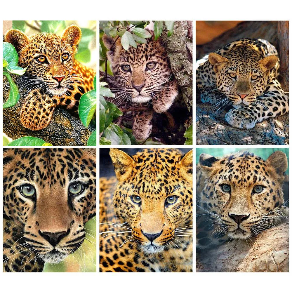 

KAMY YI DIY 5D Diamond Embroidery Full Square Leopard Mosaic Rhinestone Cross Stitch Thimble