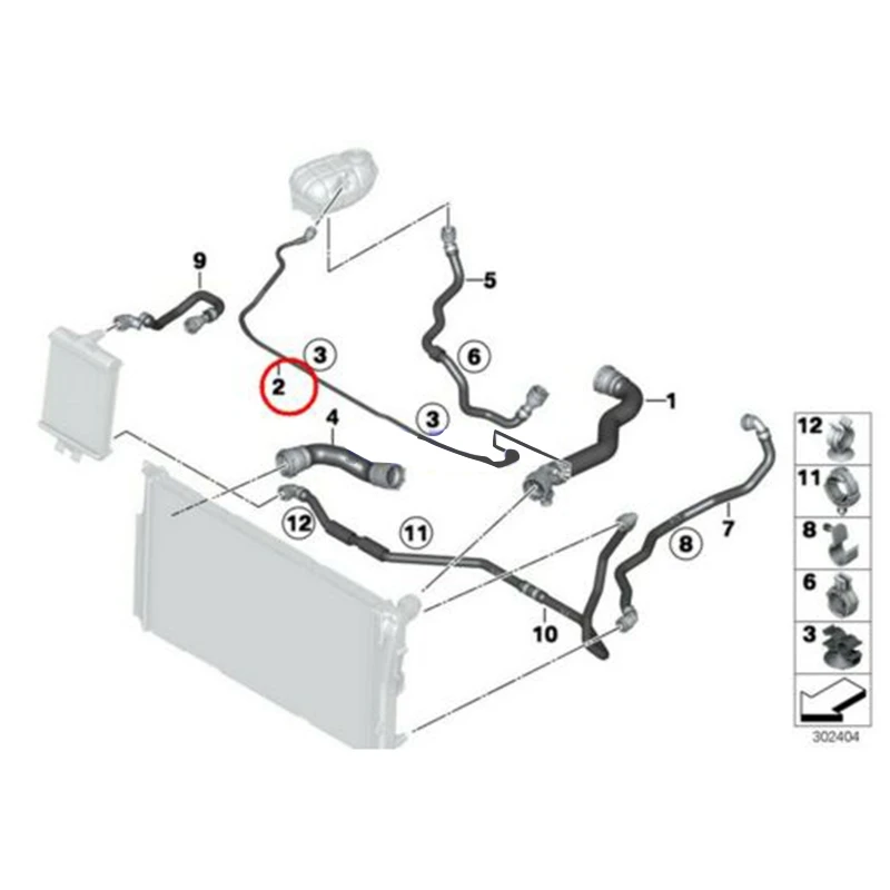 17128570061 водяной шланг верхний радиатора для расширения бака вентиляционный BMW F30 F32