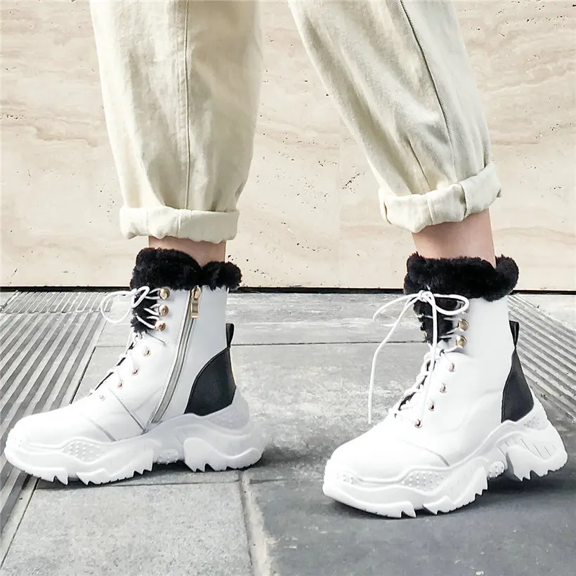 Кроссовки женские из коровьей кожи модные теннисные туфли на платформе шнуровке