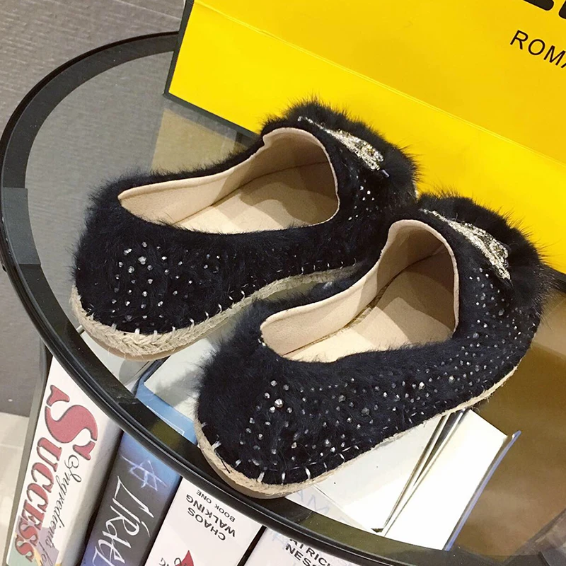 Обувь на меху Новая женская обувь сезон осень зима в рыбацком стиле с плетением