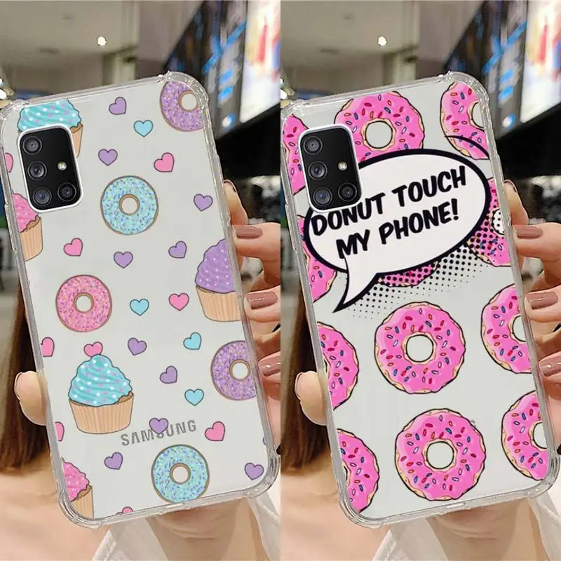 

girly cute donut cake Phone Case Transparent For Samsung Note A 7 8 9 10 20 50 51 71 90 20 11 81 e LITE Ultra PRO