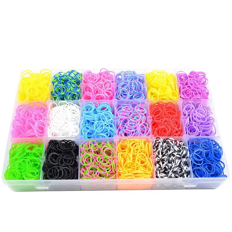 Juego de bandas de goma de telar para ni&ntilde;a, Set de cuentas de juguete, m&aacute;quina de tejer a mano, brazalete de Color de tejido arco&iacute;ris hecho a mano, 10000 Uds.-5