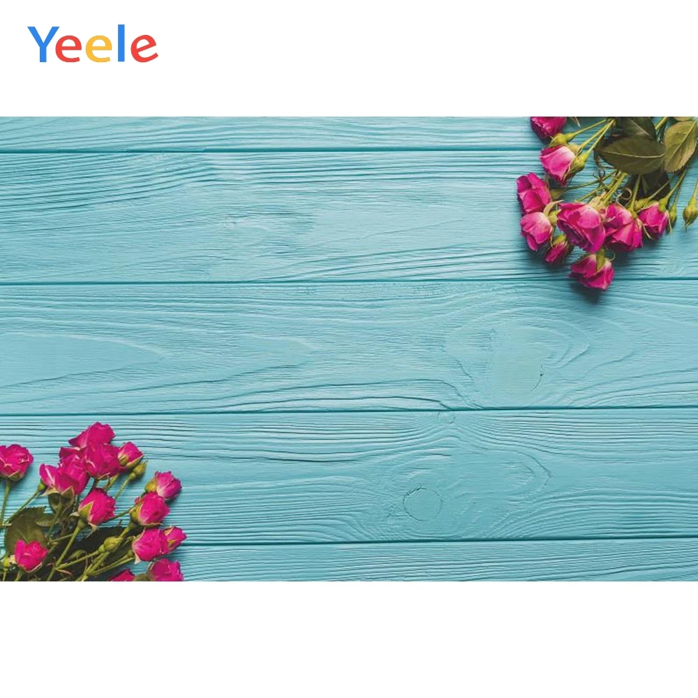 

Yeele Blue Wooden Board Scene Rose Flowers Baby Photography Backgrounds Customized Photozone Photographic Backdrops Photo Studio