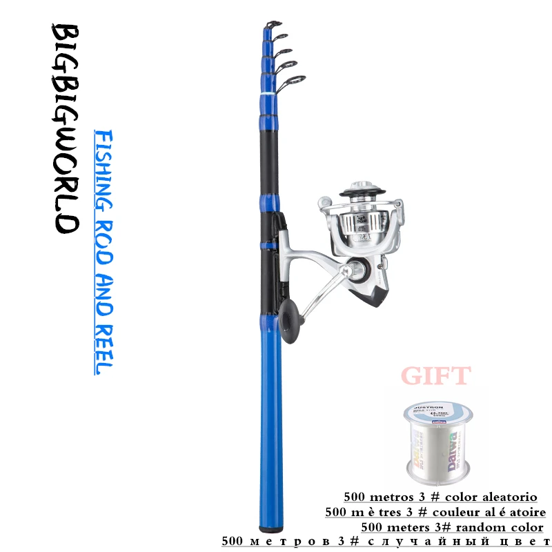 

BIGBIGWORLD 2.1-3.0m Telescopic Fishing Rod Lures 10-30g 30-60g and 13BB Fishing Reel Wheel Portable Travel Fishing Rod Spinning