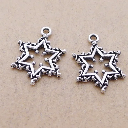 

Designer Charms Stars Snowflakes Charms Antique Silver Color 19*22mm 10 Pieces