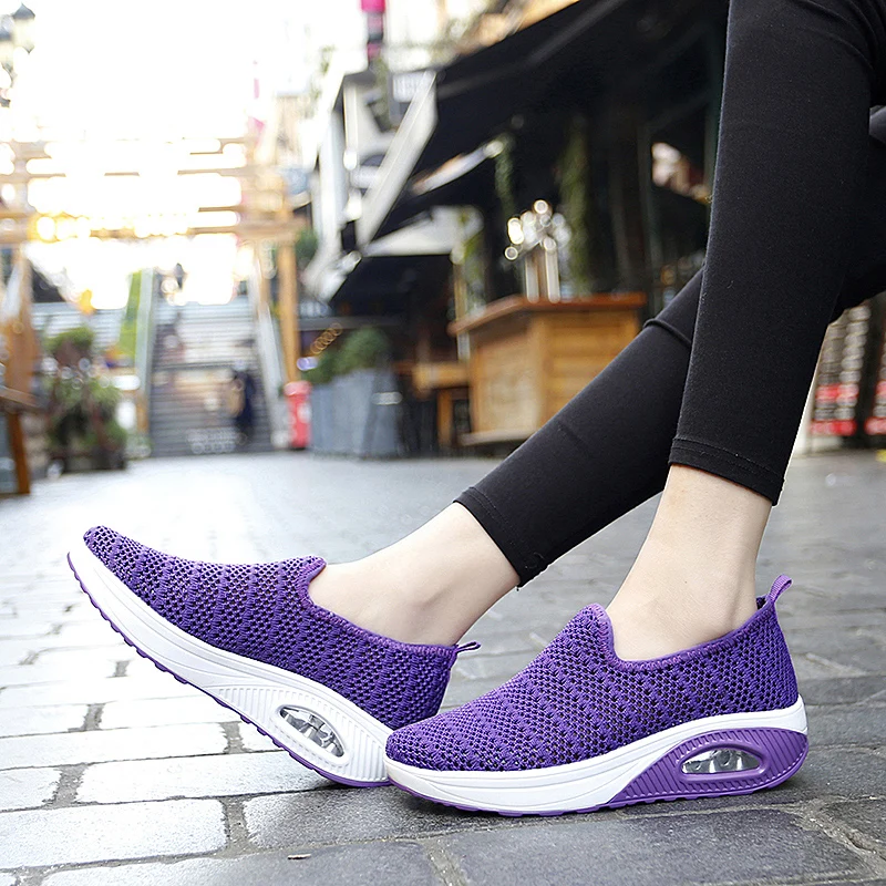 

WHNB 2021 New Hot-selling Mesh Shoes Women Summer Breathable Models Increased One-step Casual Walking Cloth Shoes