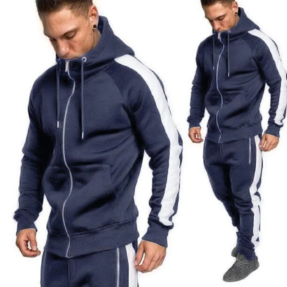 2020 Brand Street Casual Men Hoodie Sets Tracksuits Outwear Zipper Sportwear Male Sweatshirts Cardigan Set Clothing 3XL | Мужская одежда