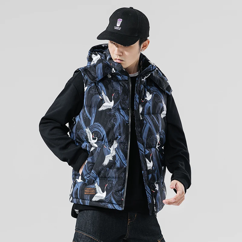 

Men's jacket sleeveless vest winter men's cotton hooded vest jacket men's thick warm vest MN65