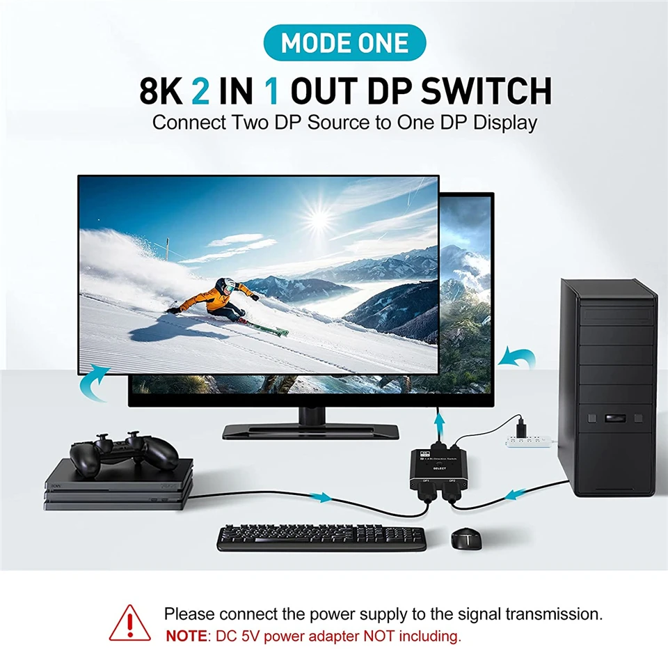 2021 Display port 1 4 Switch 8K Bi-direction splitter switcher KVM 2X1 1X 2 Display-port @ 30Hz 4K 120Hz | Электроника