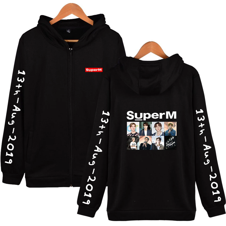 Новая мода k pop SuperM BAEKHYUN KAI Mark LUCAS TEN Taeyong свитшоты на молнии с капюшоном женские