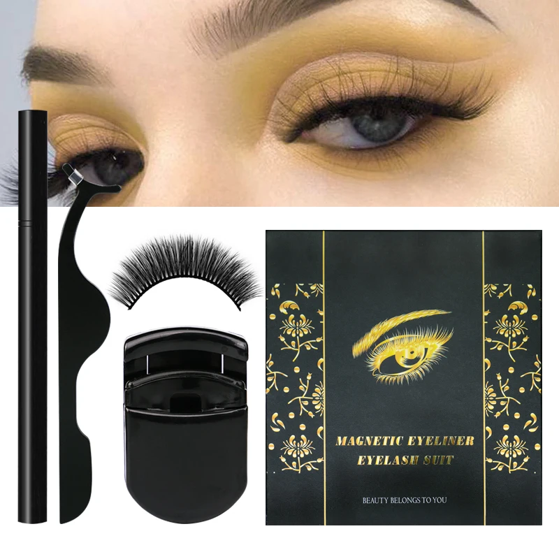 

Magnetic Eyelash With Liquid Eyeliner Set False Eyelases For Extension Fake Lashes Tweezers Faux Mink Hair 100% Handmade