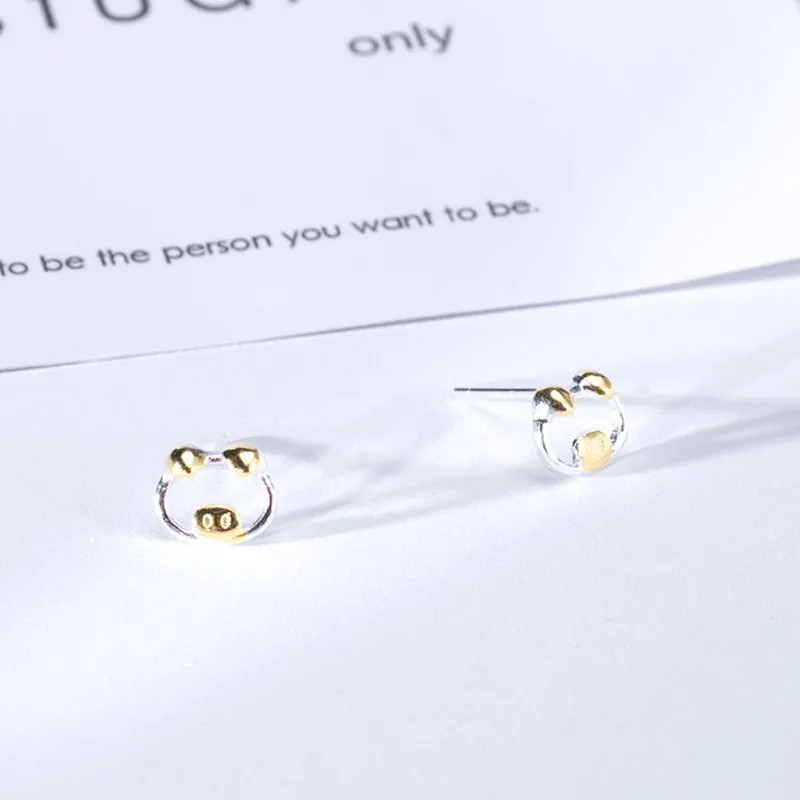

Hot New 925 sterling silver small fresh and simple personality golden pig earrings temperament cute hypoallergenic